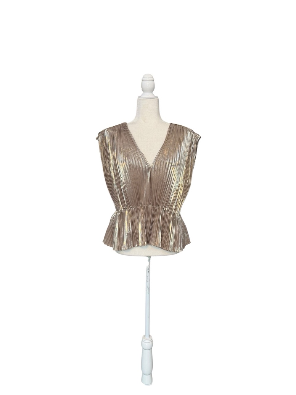 NWOT Banana Republic LENA PLEATED METALLIC TOP - Picture 6 of 10